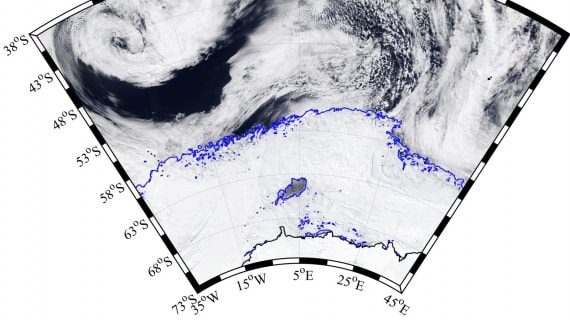 Immagine satellitare della polinia nel Mare di Weddell - NASA