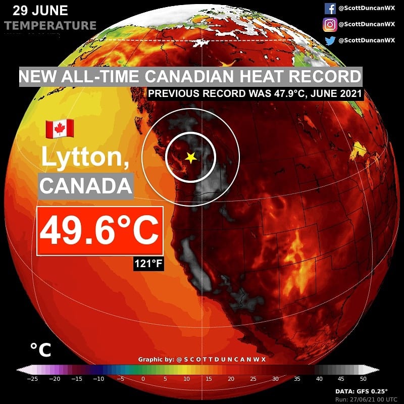 Nuovo Record di Caldo in Canada - 29 Giugno 2021