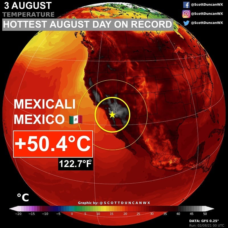 Caldo Record Messico 3 Agosto 2021