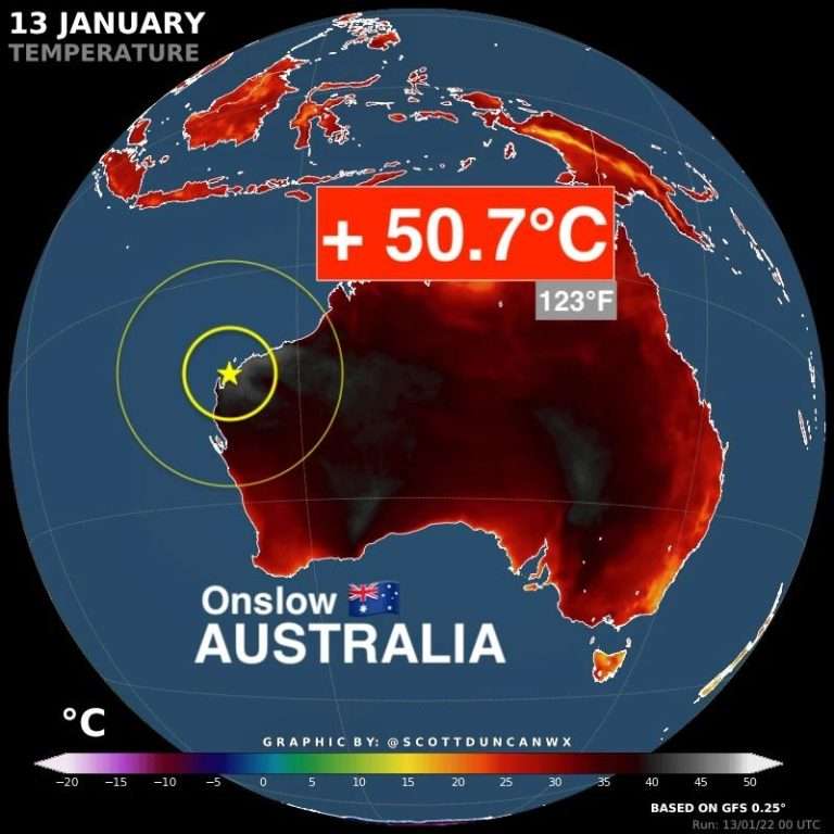 Caldo Record in Australia +50.7°C