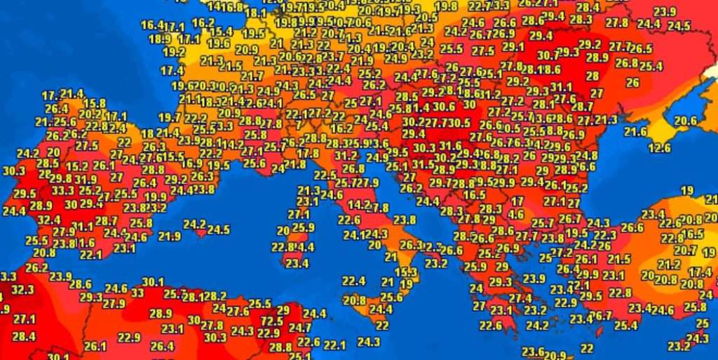 Gran Caldo tra Spagna e Portogallo, ma anche sulle Alpi