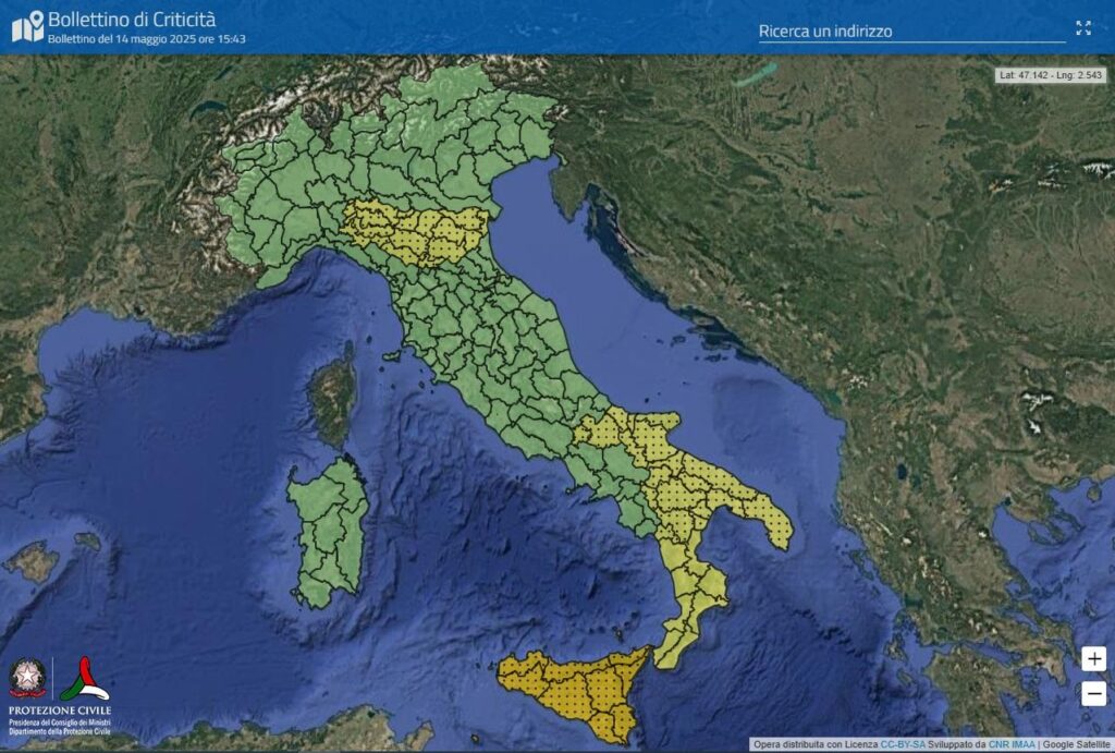 Avvisi e allerte della Protezione Civile