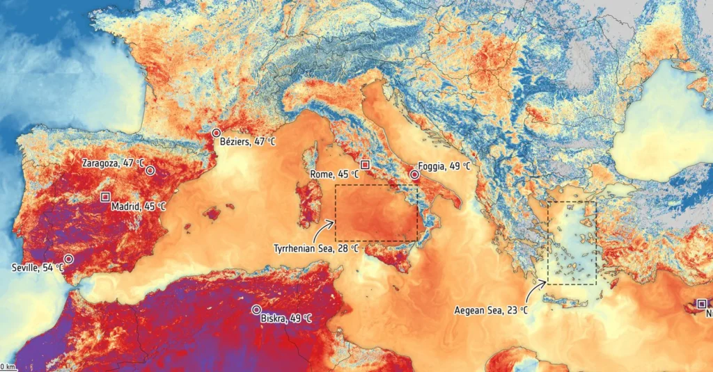 Caldo record in Europa: ma davvero in Spagna 54°C?