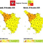Maltempo in Toscana: allerta arancione sul Nord-Ovest, gialla sul resto della regione