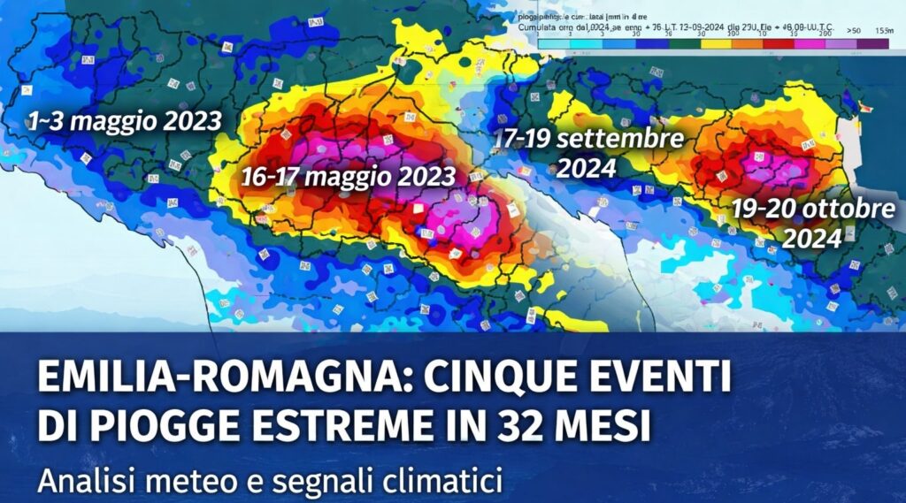 Emilia-Romagna, cinque eventi di piogge estreme in poco più di due anni