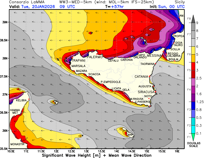 Meteo Sicilia: Scirocco intenso, temporali e mareggiate tra il 19 e il 21 gennaio 2026