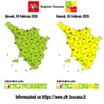Allerta meteo gialla in Toscana: piogge e vento tra la notte e la mattina di venerdì 6 febbraio