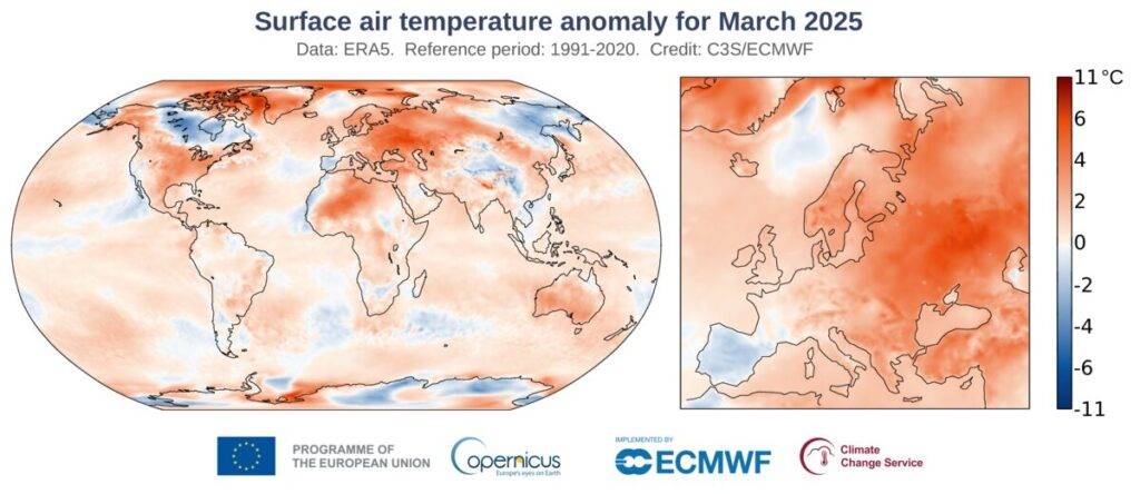 Marzo 2025: un nuovo record climatico in Europa secondo Copernicus