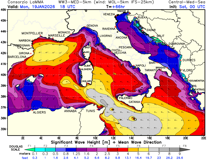 Mareggiata severa sul Mediterraneo: mari agitati su gran parte delle coste italiane tra lunedì e martedì